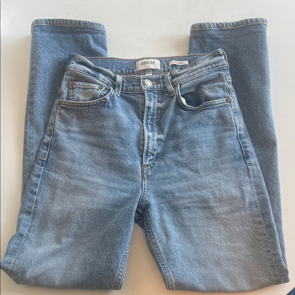 Agolde x Argent High Rise Stovepipe Denim Jeans